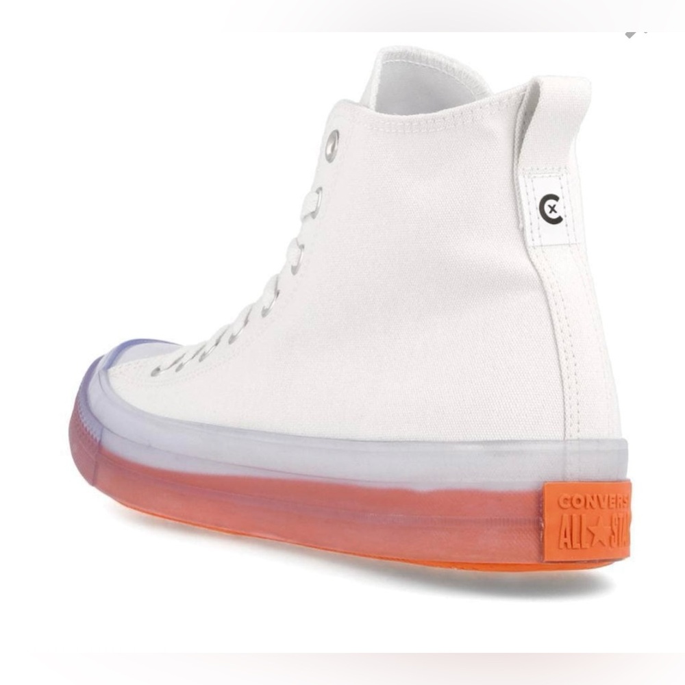 CTAS Converse All Star White Canvas High Tops Orange soles. W 10.5, M 8.5 - Picture 2 of 7